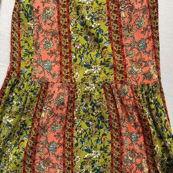 Easel Anthropologie Floral Vibrant Wide Leg Bell Bottom Boho Jumpsuit. Sz M - Picture 6 of 16